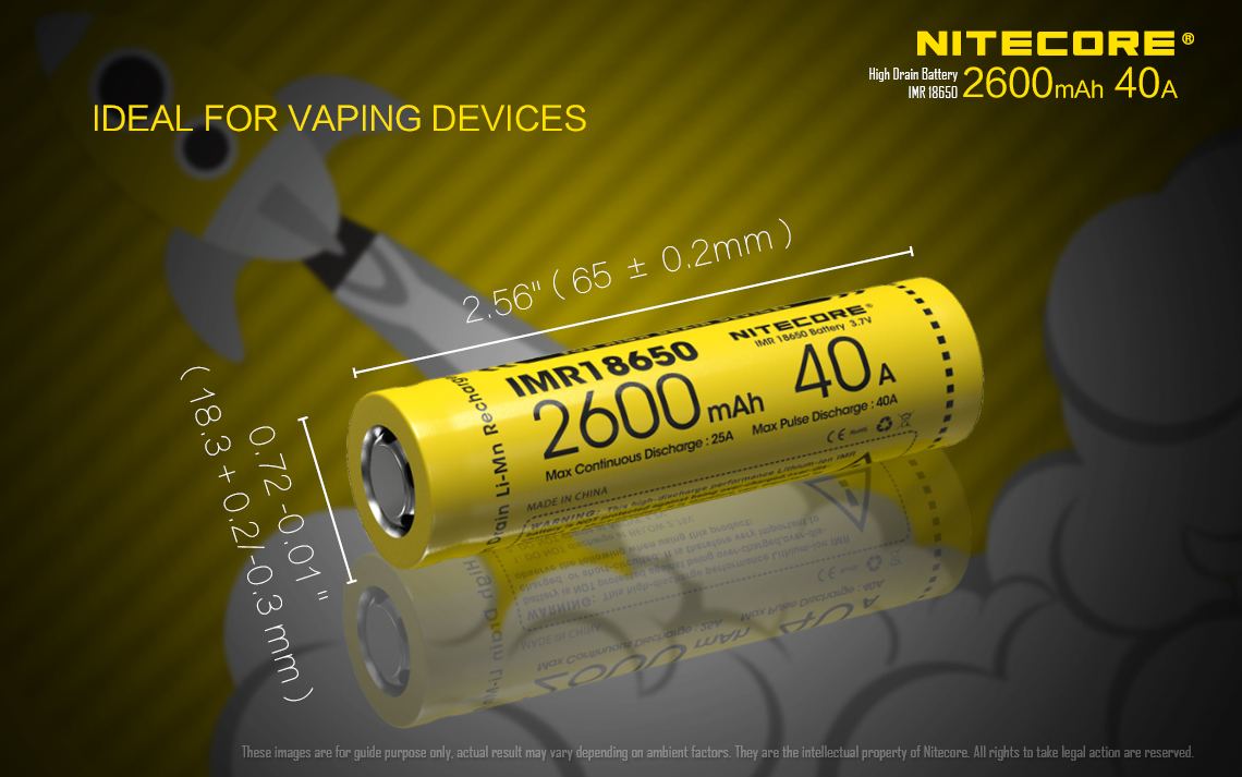 IMR18650 2600mAh 40A — caracteristici