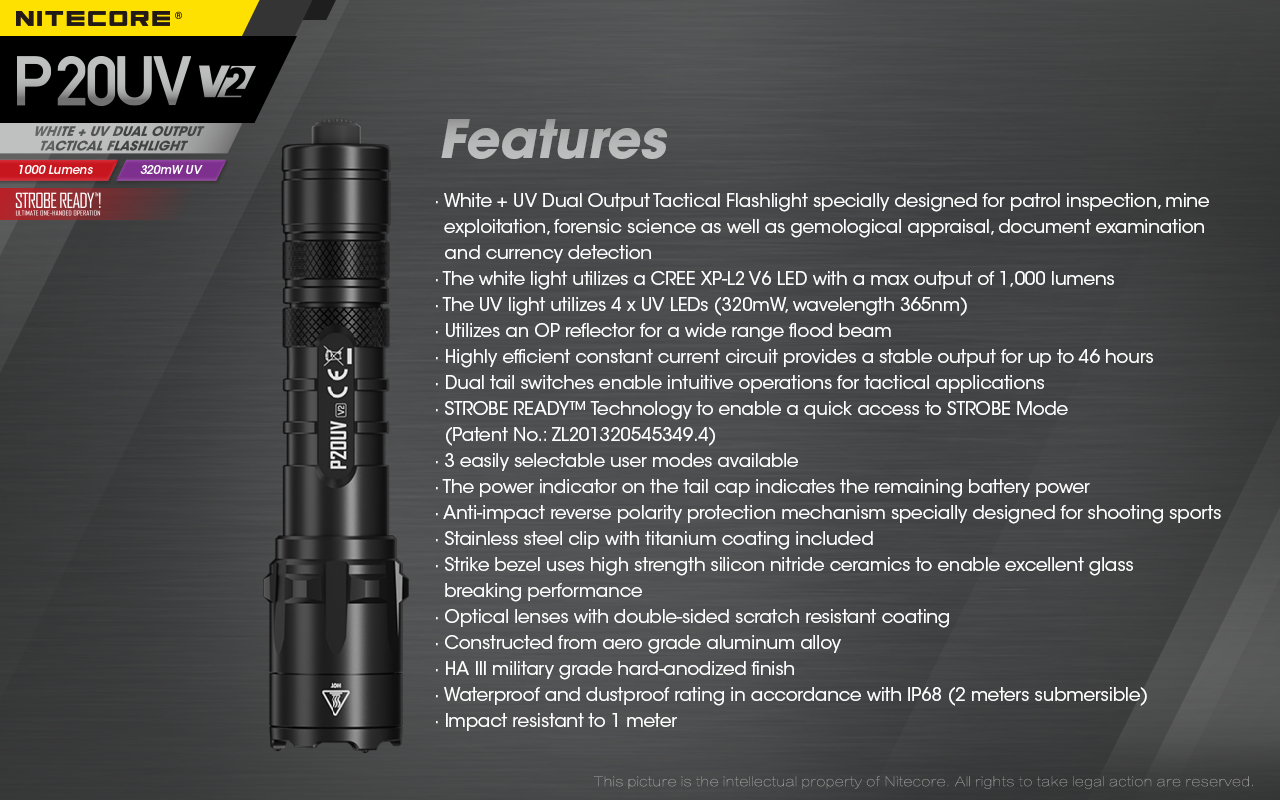 P20UV V2 — caracteristici