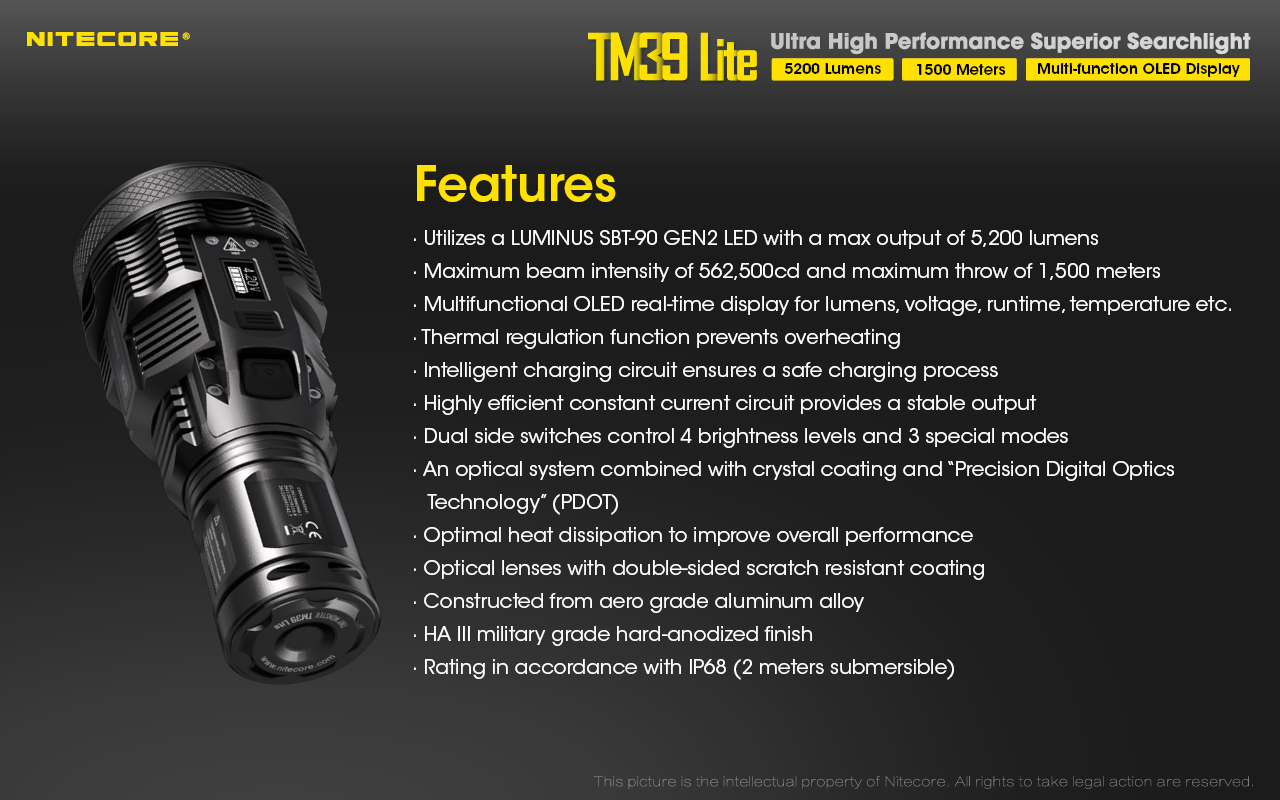 TM39 Lite — caracteristici