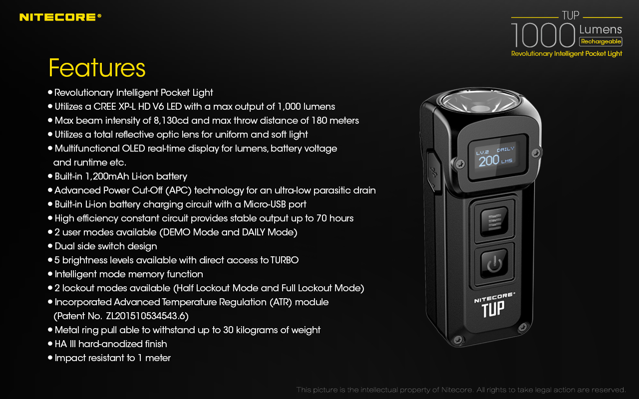 TUP — caracteristici