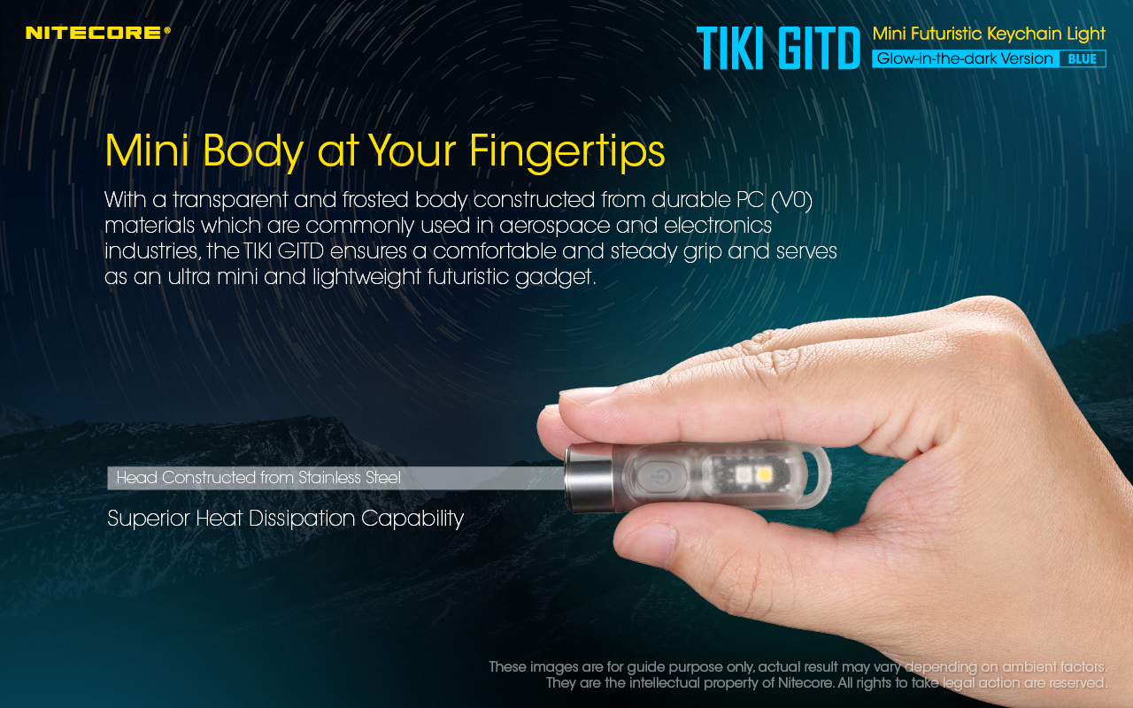 TIKI GITD BLUE — caracteristici